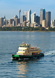 Sydney Harbour Ferry crossing from the harbour from Circular Quay to Cremorne Point