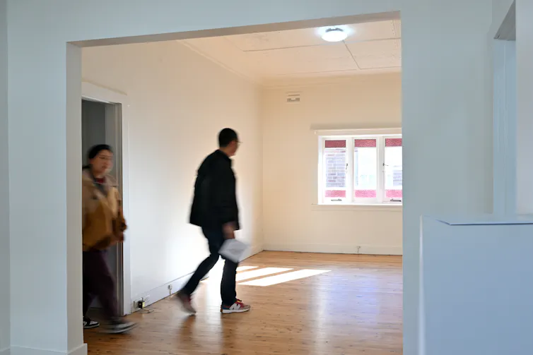 Two buyers inspecting an older house, during an open inspection in Sydney, Saturday, August 10, 2024.