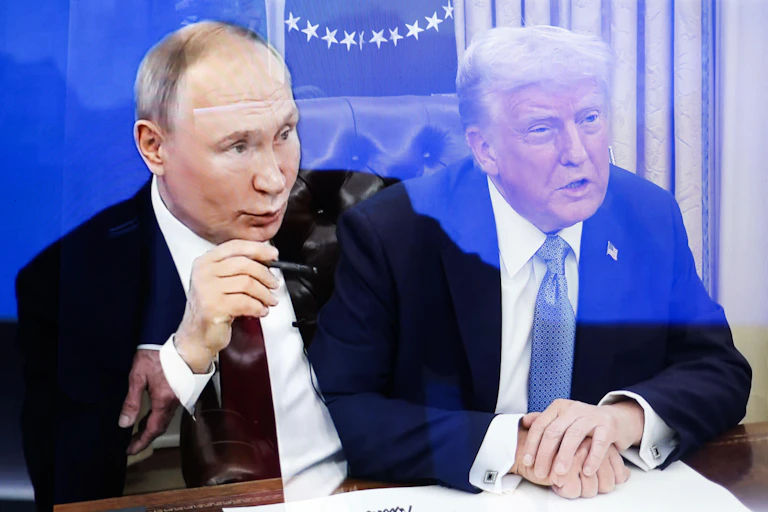 A composite picture of Russian president Vladimir Putin and US president Donald Trump.