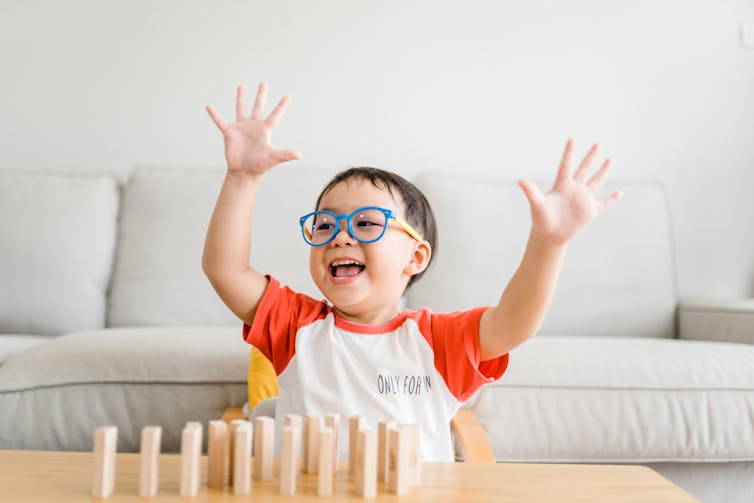 young child with glasses