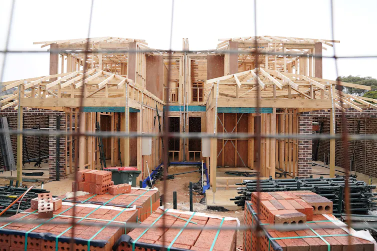 General scene of a new home under construction in Melbourne
