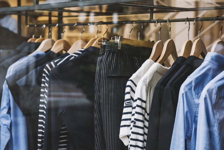 Image of clothing in a store