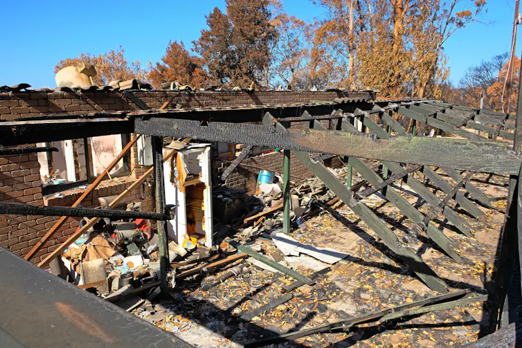 burned home in bushfire Australia.