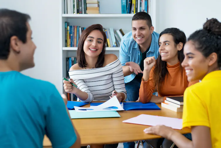 Students talking in small group