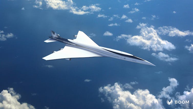 Supersonic plane in the air