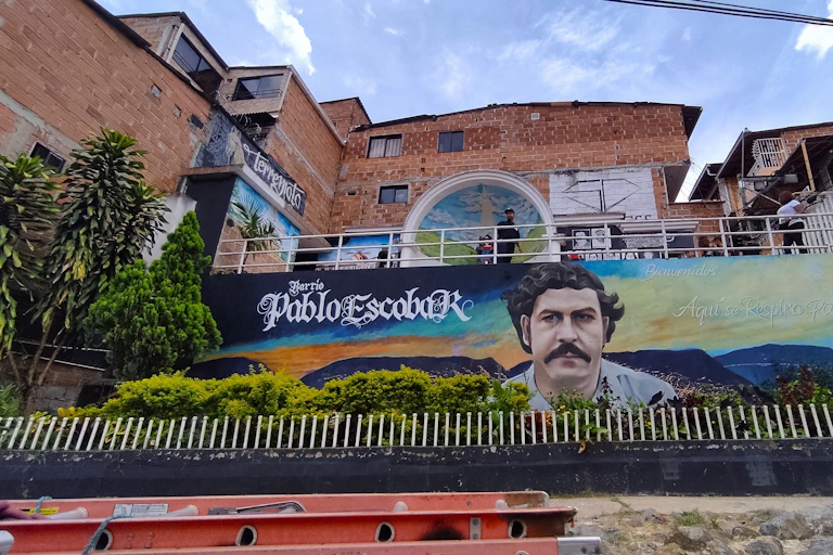 A mural dedicated to Pablo Escobar in a neighbourhood in Medellín.
