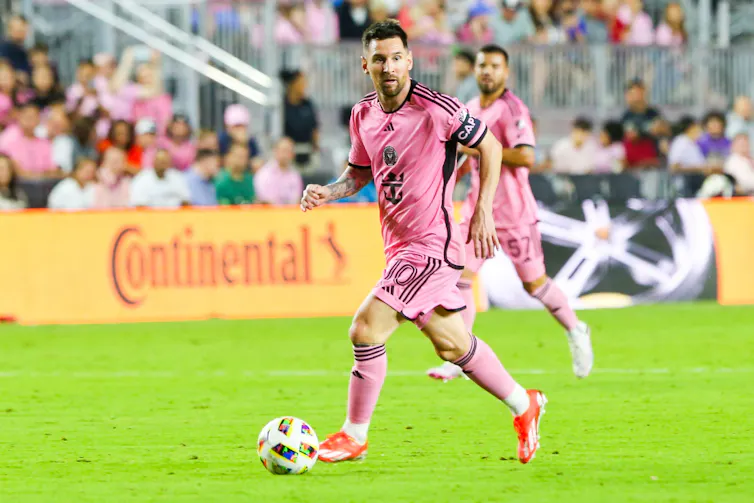 Inter Miami FC forward Lionel Messi in action during the game against the Colorado Rapids at Chase Stadium on April 6, 2024.