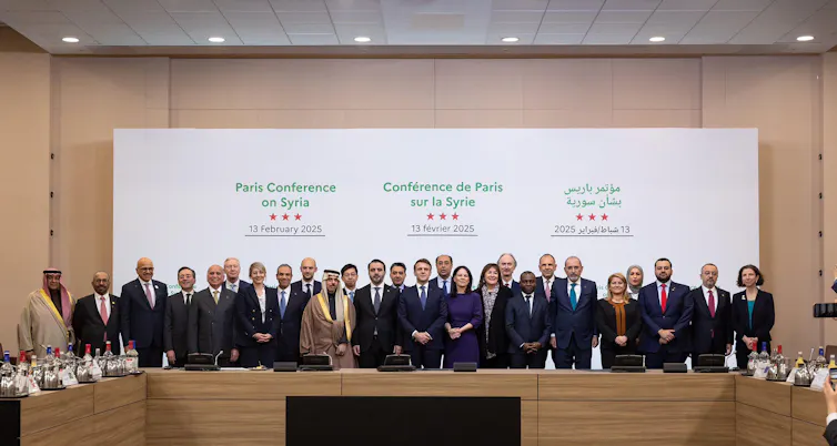 Family photograph of delegates at International Conference on Syria at the Ministerial Conference Center, in Paris, Feb 13 2025.