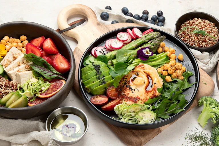 Plates of plant-based foods