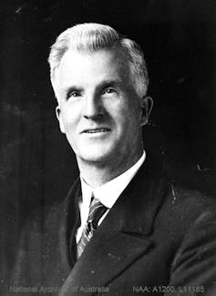 Black and white portrait of former Prime Minister James Scullin.