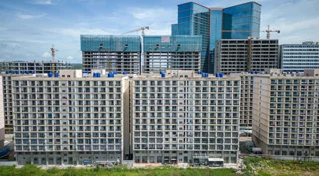 Buildings under construction in Sihanoukville.