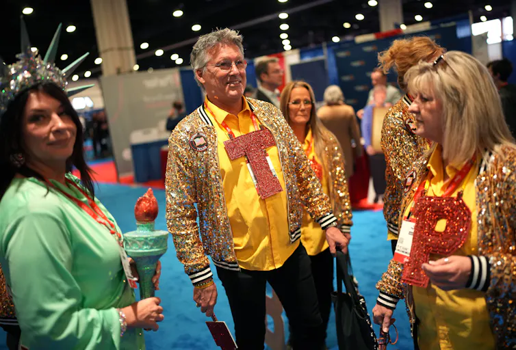 CPAC attendees gather at the Gaylord National Resort Hotel and Convention Center in Oxon Hill, Maryland, on Feb. 20, 2025.