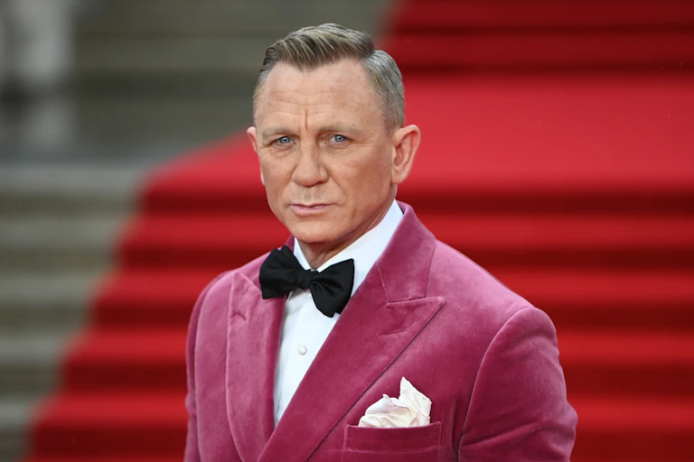 Daniel Craig in a pink tuxedo