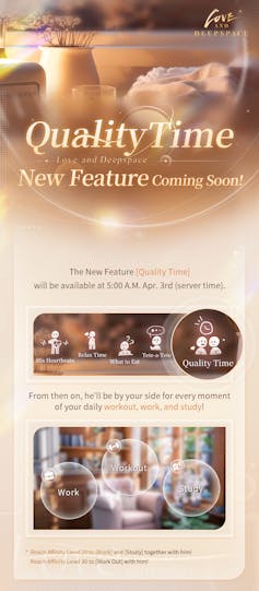 Promotional material from Papergames showcasing the Quality Time feature.