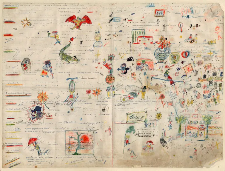 La planche en couleurs dessinée par Jacques Prévert