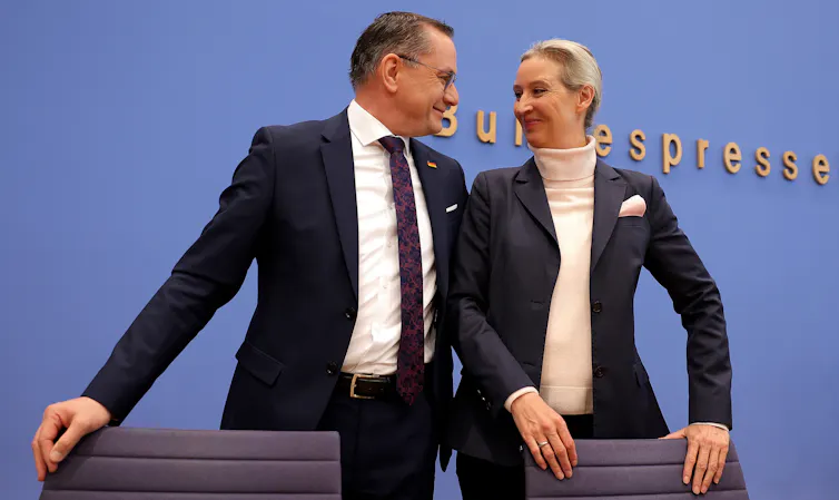 AfD leaders in a press conference/