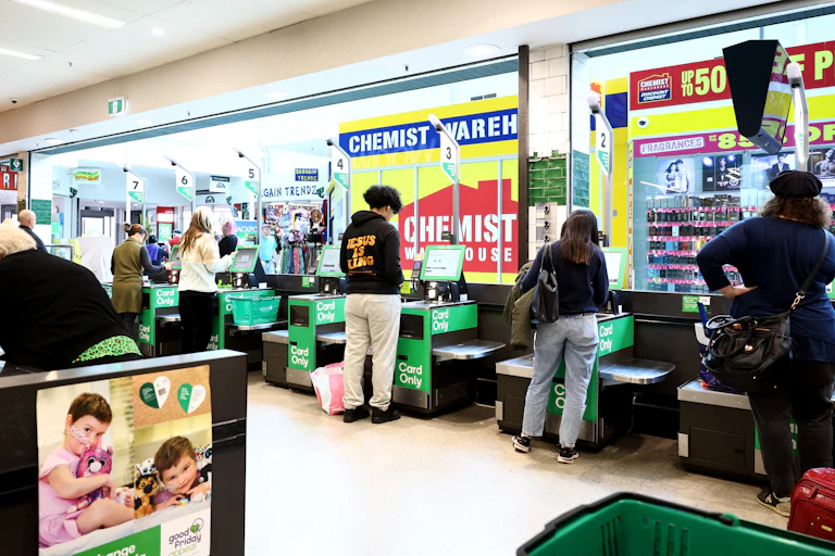 Self checkouts at an Australian supermarket