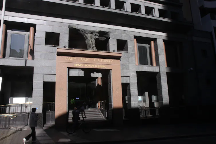 A pedestrian walks in front of the Family Court of Australia.