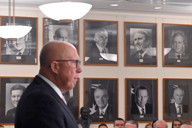Peter Dutton speaking to Liberal party members.