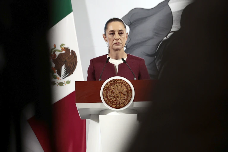 Claudia Sheinbaum speaking during a press conference.