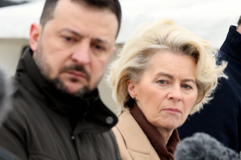 Volodymyr Zelensky and Ursula Von der Leyen.