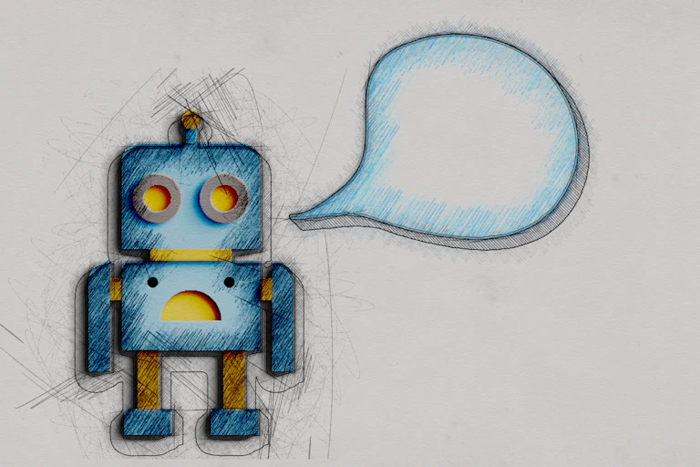 cartoon robot with empty speech bubble