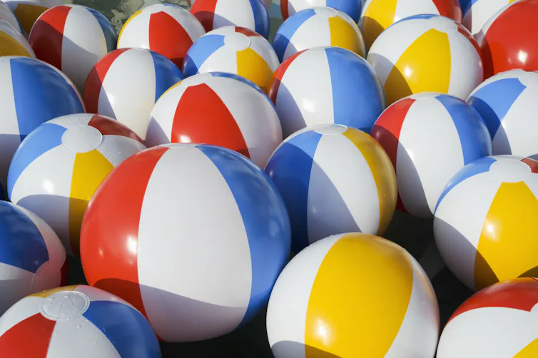 numerous colorful beach balls