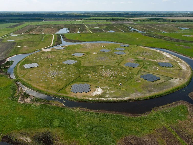 The central stations of the International LOFAR Telescope, a radio telescope in Europe.
