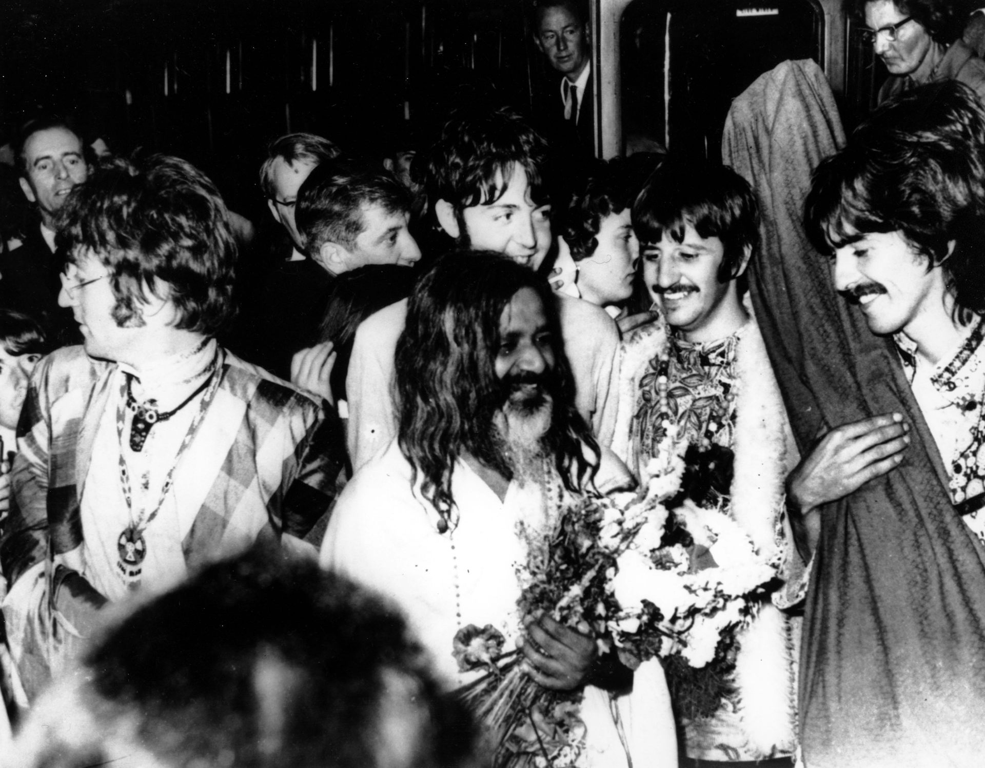 The four Beatles members with Maharishi Mahesh Yogi, the band's 'spiritual advisor'.