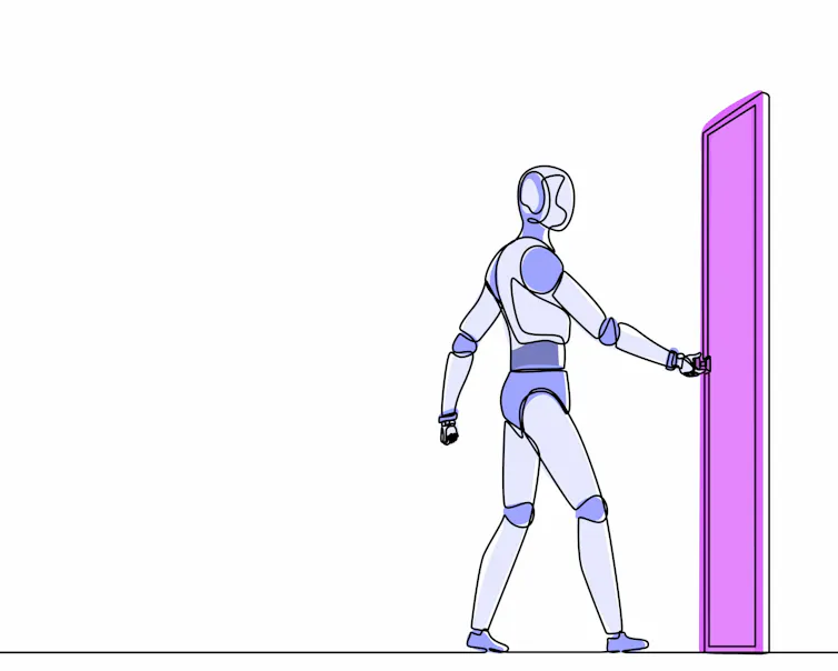 Robot opening a door