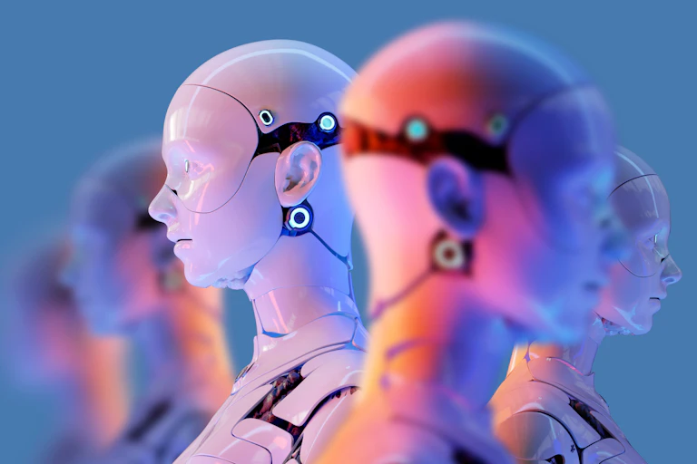 Group of robots looking in different directions