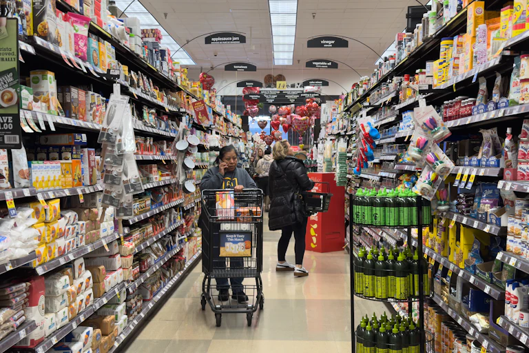 People shopping for groceries in Los Angeles, California.