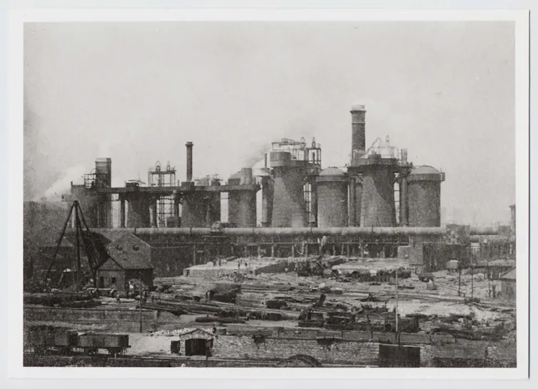 The blast furnaces at Hughesovka in the 1890s.