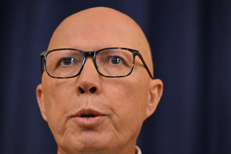Head shot of Opposition Leader Peter Dutton while he is speaking