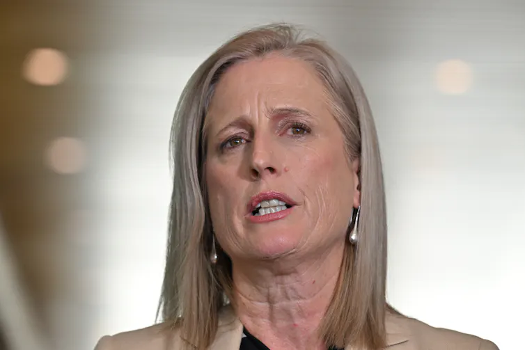 Head shot of Public Service Minister Katy Gallagher while speaking.
