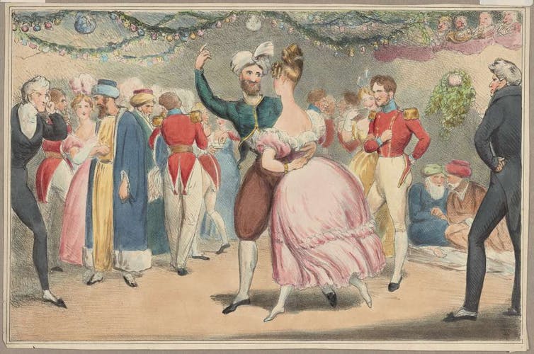 Ilustración de máscaras de baile francesas.