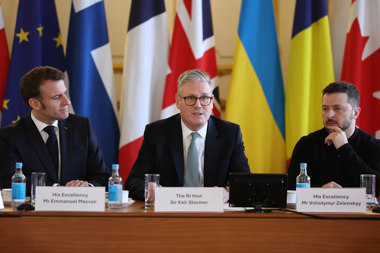 French President Emmanuel Macron, British Prime Minister Keir Starmer and Ukraine President Volodymyr Zelensky.