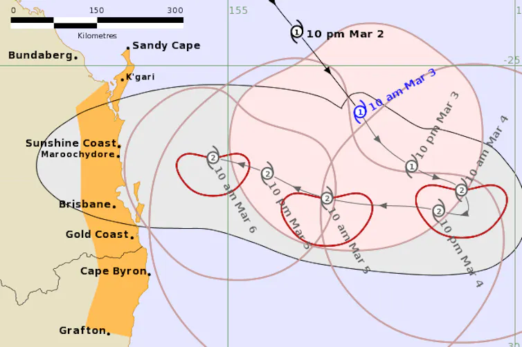 map of cyclone alfred path