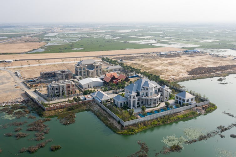 Fancy housing built on bare sand