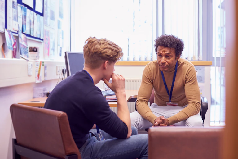 Counsellor frowns at client