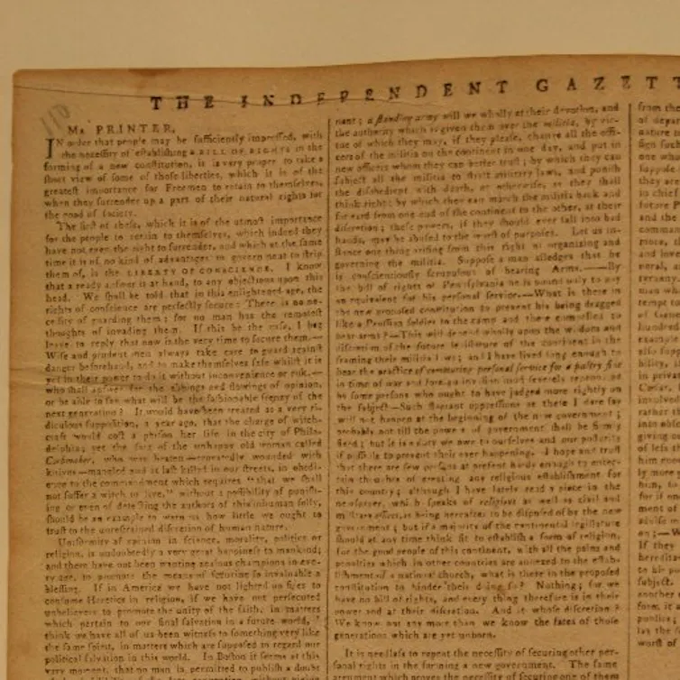 A much-yellowed copy of a colonial newspaper page.