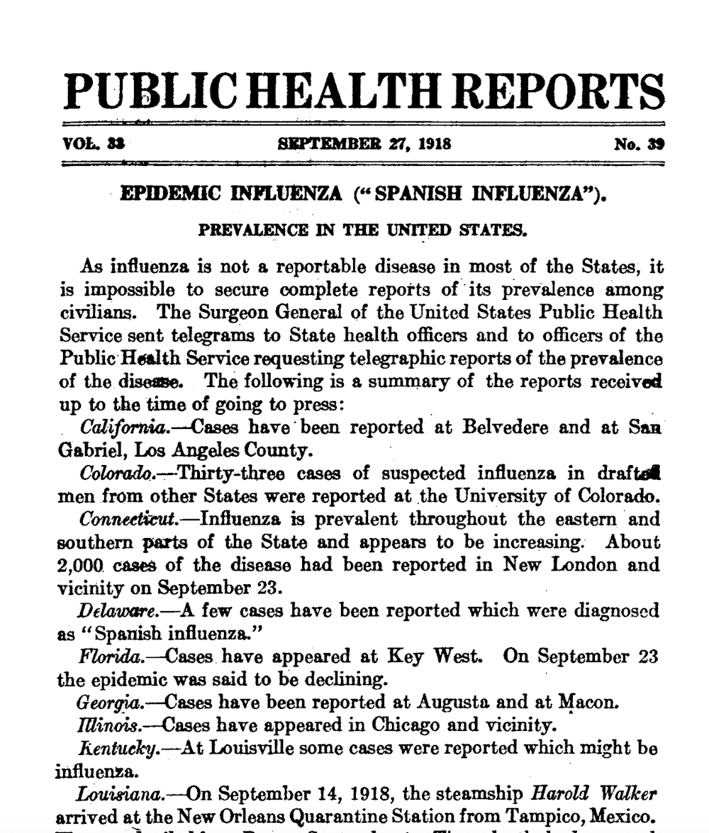 COVID-19: 5 Years of Coordinated Disease Management 1918 Influenza Epidemic Report