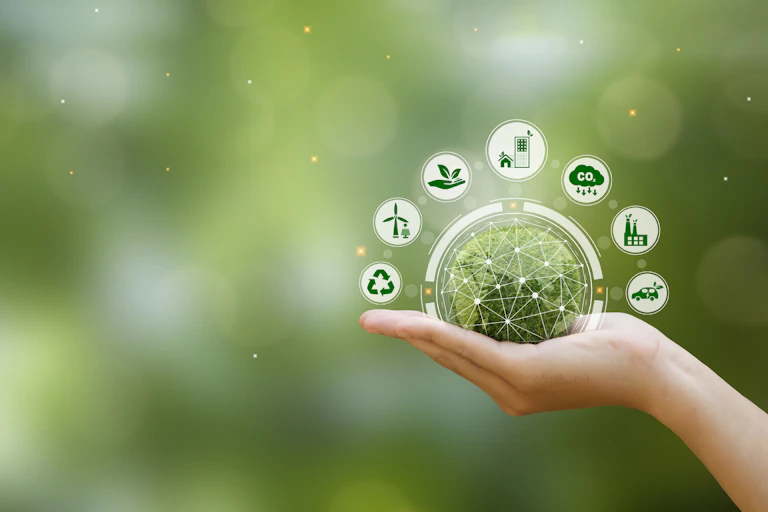 Female hand holding a green ball