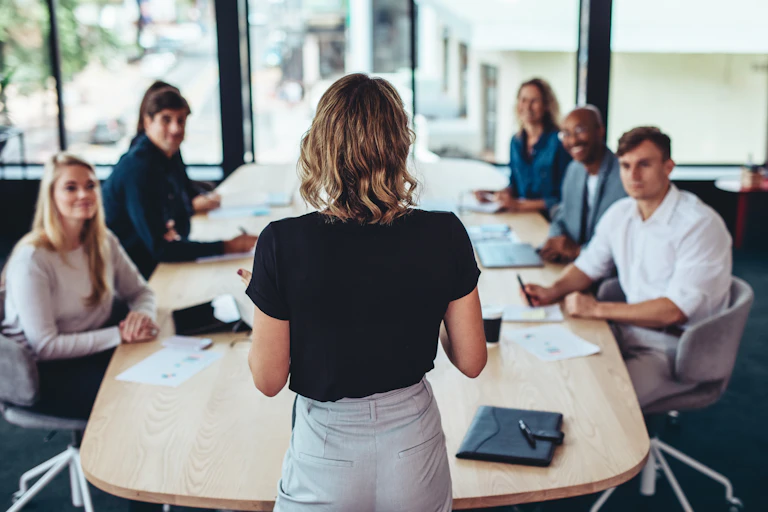 Woman businesswoman in boardroom