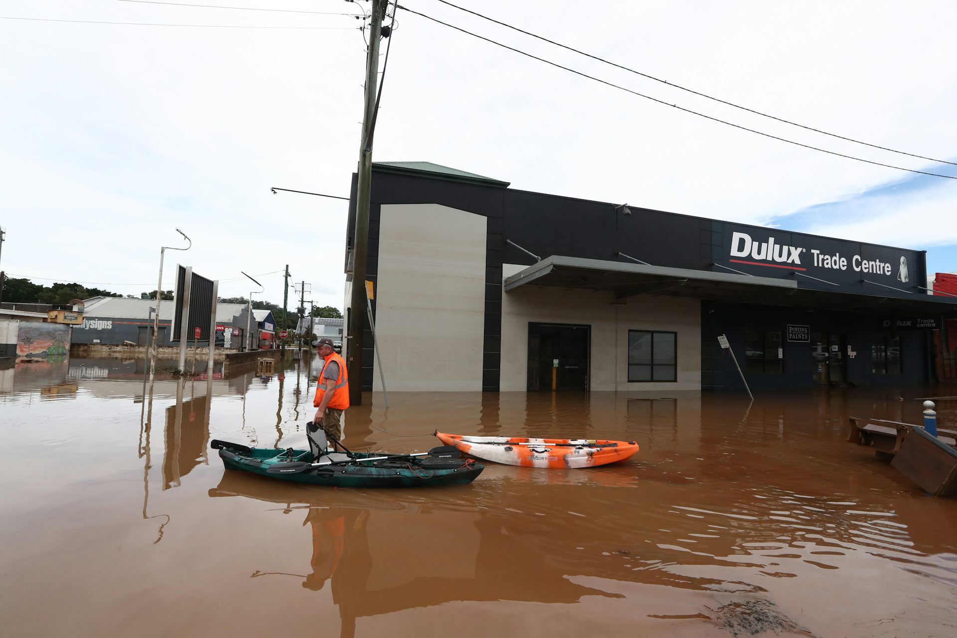 Flooded streets in Lismore in 2022
