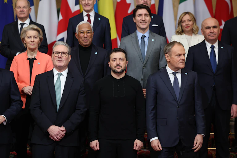 European and Nato leaders pose for a photograph with Keir Starmer and Volodymyr Zelensky.