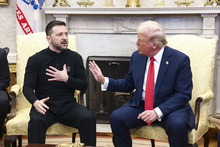 Zelensky and Trump engaged in a heated debate in the White House.