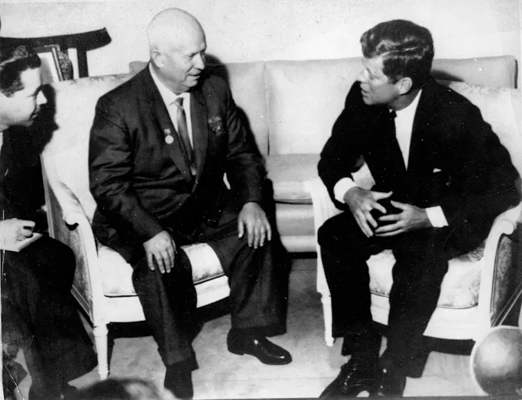 John F. Kennedy and Nikita Khrushchev at their meeting in Vienna in June 1961.
