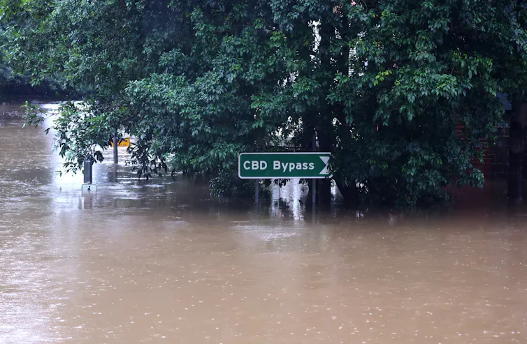 A flooded street in Lismore, NSW, on March 9.