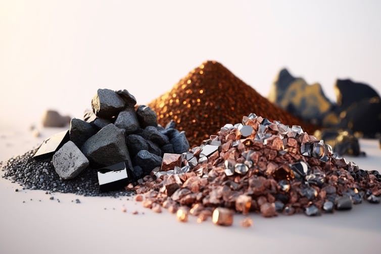 Small pile of minerals extracted in a rare earth minerals.